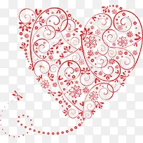 红色创意线条心形装饰-空若网 红色创意线条心形装饰-空若网