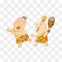 卡通原始人打闹图-空若网 卡通原始人打闹图-空若网