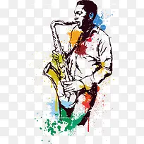 水彩萨克斯风-空若网 水彩萨克斯风-空若网