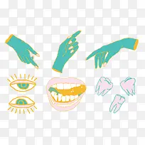 手绘手牙齿嘴巴-空若网 手绘手牙齿嘴巴-空若网