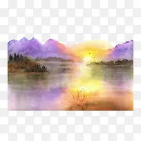 水彩山峰美景-空若网 水彩山峰美景-空若网