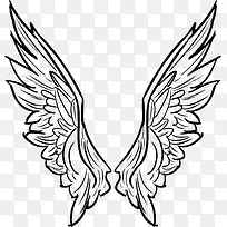 矢量线条纹身收起翅膀图样-空若网 矢量线条纹身收起翅膀图样-空若网