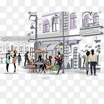 咖啡馆插画-空若网 咖啡馆插画-空若网