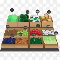 矢量手绘超市蔬菜区-空若网 矢量手绘超市蔬菜区-空若网