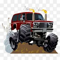 卡通手绘卡通越野车插画-空若网 卡通手绘卡通越野车插画-空若网