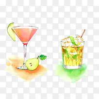 水彩梨子饮料-空若网 水彩梨子饮料-空若网