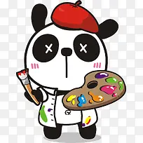 卡通可爱的熊猫画家-空若网 卡通可爱的熊猫画家-空若网