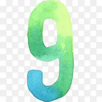 水彩数字9-空若网 水彩数字9-空若网