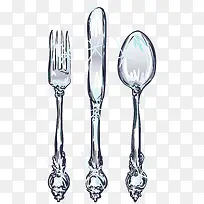 手绘西餐餐具矢量-空若网 手绘西餐餐具矢量-空若网