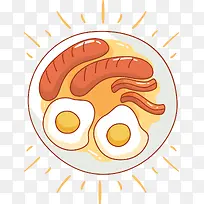 矢量扁平食物煎蛋热狗-空若网 矢量扁平食物煎蛋热狗-空若网