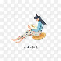 创意手绘女人读书-空若网 创意手绘女人读书-空若网