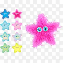 彩色毛绒五角星卡通形象矢量图-空若网 彩色毛绒五角星卡通形象矢量图-空若网