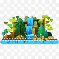 扁平化城市景色矢量图-空若网 扁平化城市景色矢量图-空若网