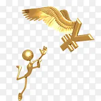 金色3D小人 翅膀-空若网 金色3D小人 翅膀-空若网