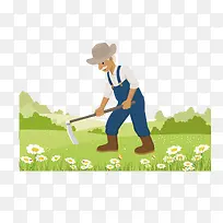 草地农夫种田种地矢量素材元素-空若网 草地农夫种田种地矢量素材元素-空若网