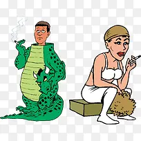 卡通可爱小人抽烟素材-空若网 卡通可爱小人抽烟素材-空若网