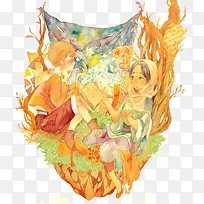 森林系插画-空若网 森林系插画-空若网