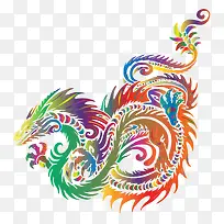 多彩龙插画素材矢量-空若网 多彩龙插画素材矢量-空若网