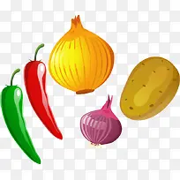辣椒洋葱土豆PNG矢量素材-空若网 辣椒洋葱土豆PNG矢量素材-空若网