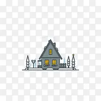 冬日温暖小房子插画-空若网 冬日温暖小房子插画-空若网