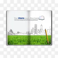 绿草拼接书本素材-空若网 绿草拼接书本素材-空若网