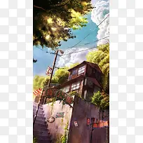 手绘金色梦境插画-空若网 手绘金色梦境插画-空若网