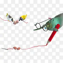 戴眼镜写字的鱼创意插图-空若网 戴眼镜写字的鱼创意插图-空若网