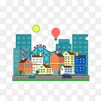 卡通城市插画矢量-空若网 卡通城市插画矢量-空若网