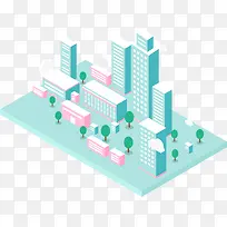 2.5D矢量城市建筑插画-空若网 2.5D矢量城市建筑插画-空若网