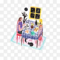 创意手绘一个人晚饭-空若网 创意手绘一个人晚饭-空若网