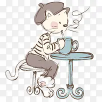喝咖啡的猫咪-空若网 喝咖啡的猫咪-空若网