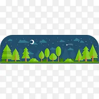 扁平化夜晚绿色植物群装饰-空若网 扁平化夜晚绿色植物群装饰-空若网