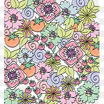 日系蔬菜花卉图案矢量图-空若网 日系蔬菜花卉图案矢量图-空若网