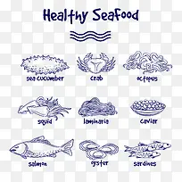 矢量线条卡通海鲜-空若网 矢量线条卡通海鲜-空若网