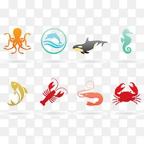 海洋动物图标矢量图-空若网 海洋动物图标矢量图-空若网