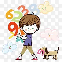 卡通男孩与数字插画-空若网 卡通男孩与数字插画-空若网