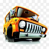 卡通手绘黄色越野车-空若网 卡通手绘黄色越野车-空若网