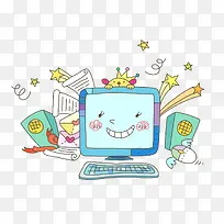 手绘卡通电脑图案-空若网 手绘卡通电脑图案-空若网