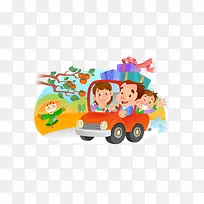 驾车出行的一家人矢量-空若网 驾车出行的一家人矢量-空若网