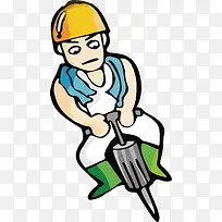 卡通工地作业工人矢量图-空若网 卡通工地作业工人矢量图-空若网