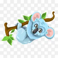 卡通手绘爬树蓝色树袋熊-空若网 卡通手绘爬树蓝色树袋熊-空若网