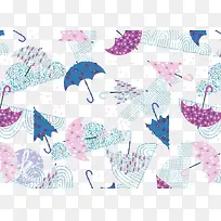 手绘雨伞云朵背景-空若网 手绘雨伞云朵背景-空若网