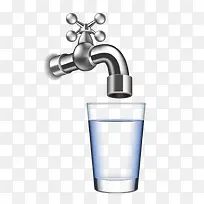 水龙头下的玻璃杯-空若网 水龙头下的玻璃杯-空若网