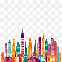 彩色城市剪影-空若网 彩色城市剪影-空若网