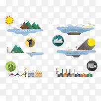 山城市扁平素材-空若网 山城市扁平素材-空若网