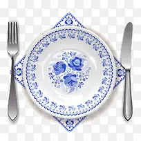 青花瓷餐具矢量-空若网 青花瓷餐具矢量-空若网