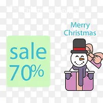 圣诞卡通雪人促销标签矢量图-空若网 圣诞卡通雪人促销标签矢量图-空若网