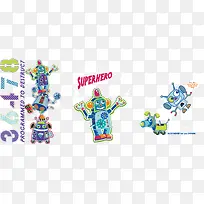 可爱卡通机器人矢量素材-空若网 可爱卡通机器人矢量素材-空若网