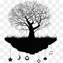 剪影树 月亮 悬挂-空若网 剪影树 月亮 悬挂-空若网