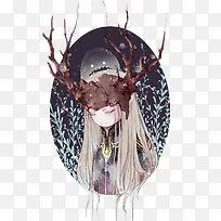 头上长树枝的人插图-空若网 头上长树枝的人插图-空若网